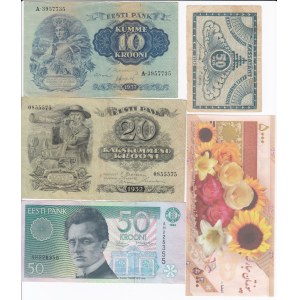 Group of Estonian Banknotes & postcard: Sweden, Gift card (7)