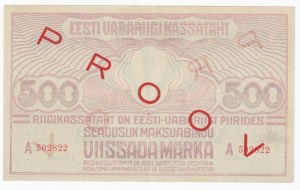 Estonia 500 Marka ND (1920-1921) - SPECIMEN