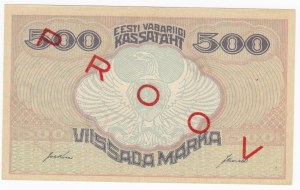 Estonia 500 Marka ND (1920-1921) - SPECIMEN
