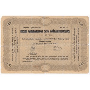 Republic of Estonia 5% government bond 100 Marka 01.01.1920