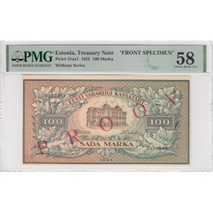 Estonia (Treasury Note) 100 Marka 1923 - FRONT SPECIMEN - PMG 58 Choice About Unc