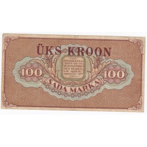 Estonia 1 Kroon on 100 Marka 1923 (ND 1928)