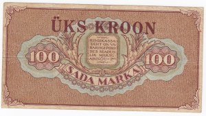Estonia 1 Kroon on 100 Marka 1923 (ND 1928)