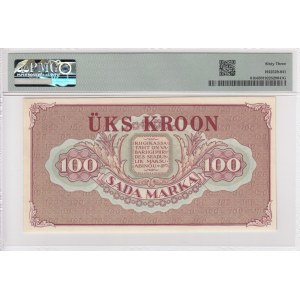 Estonia 1 Kroon on 100 Marka 1923 (ND 1928) - PMG 63 Choice Uncirculated