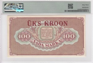 Estonia 1 Kroon on 100 Marka 1923 (ND 1928) - PMG 63 Choice Uncirculated