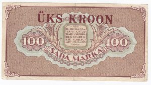 Estonia 1 Kroon overprint on 100 Marka 1923 (1928)