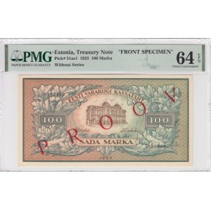 Estonia 100 Marka 1923 - FRONT SPECIMEN - PMG 64 EPQ Choice Uncirculated