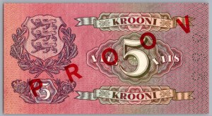 Estonia 5 krooni 1929 - SPECIMEN (2)
