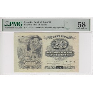 Estonia 20 Krooni 1932 - PMG 58 Choice About Unc