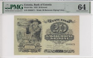 Estonia 20 Krooni 1932 - PMG 64 Choice Uncirculated