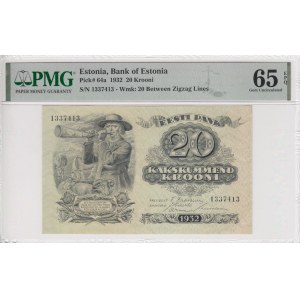 Estonia 20 Krooni 1932 - PMG 65 EPQ Gem Uncirculated