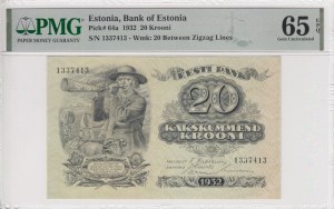 Estonia 20 Krooni 1932 - PMG 65 EPQ Gem Uncirculated