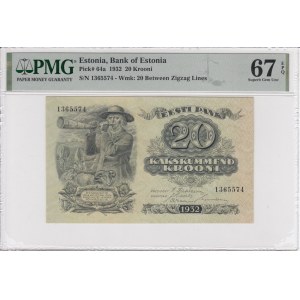 Estonia 20 Krooni 1932 - PMG 67 EPQ Superb Gem Unc