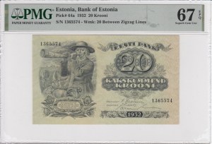 Estonia 20 Krooni 1932 - PMG 67 EPQ Superb Gem Unc