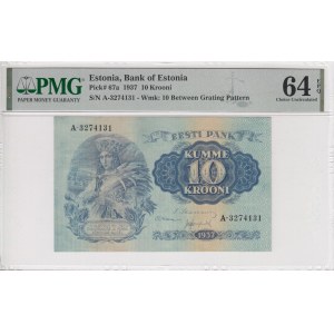 Estonia 10 Krooni 1937 - PMG 64 EPQ Choice Uncirculated