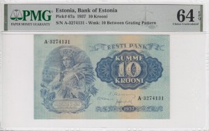 Estonia 10 Krooni 1937 - PMG 64 EPQ Choice Uncirculated