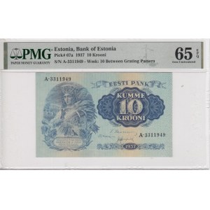 Estonia 10 Krooni 1937 - PMG 65 EPQ Gem Uncirculated