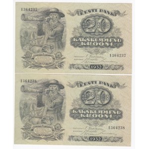 Estonia 20 Krooni 1932 - Consecutive numbers (2)