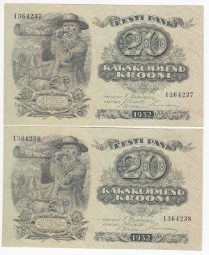 Estonia 20 Krooni 1932 - Consecutive numbers (2)
