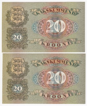 Estonia 20 Krooni 1932 - Consecutive numbers (2)