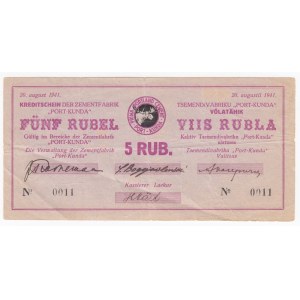 Germany / Estonia, Kunda Cement factory 5 Roubles 1941 local note