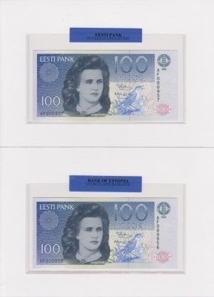 Estonia 100 Krooni 1991 - Uncirculated Banknote - Consecutive numbers (2)