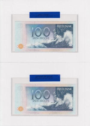 Estonia 100 Krooni 1991 - Uncirculated Banknote - Consecutive numbers (2)