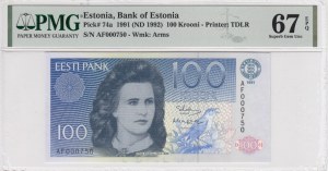 Estonia 100 Krooni 1991 (ND 1992) - PMG 67 EPQ Superb Gem Unc