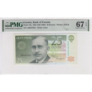 Estonia 25 Krooni 1991 (ND 1992) - PMG 67 EPQ Superb Gem Unc