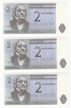 Estonia 2 Krooni 1992 - Consecutive numbers (3)