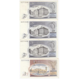 Estonia 2 Krooni 1992 & 1 Kroon 1992 - 3 x Replacements (4)