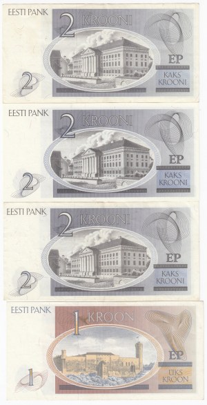 Estonia 2 Krooni 1992 & 1 Kroon 1992 - 3 x Replacements (4)
