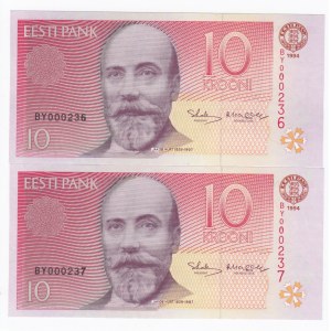 Estonia 10 Krooni 1994 - Consecutive numbers (2)