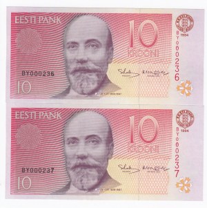 Estonia 10 Krooni 1994 - Consecutive numbers (2)