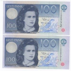 Estonia 100 Krooni 1994 - Consecutive numbers (2)