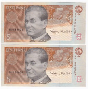 Estonia 5 Krooni 1994 - Consecutive numbers (2)