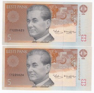 Estonia 5 Krooni 1994 - Consecutive numbers (2)