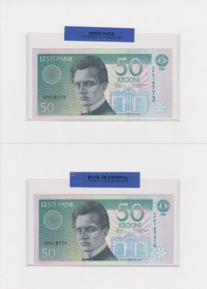 Estonia 50 Krooni 1994 - Uncirculated Banknote - Consecutive numbers (2)