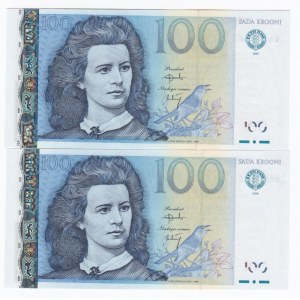 Estonia 100 Krooni 1999 - Consecutive numbers (2)