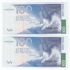 Estonia 100 Krooni 1999 - Consecutive numbers (2)