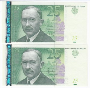 Estonia 25 Krooni 2002 - Consecutive numbers (2)