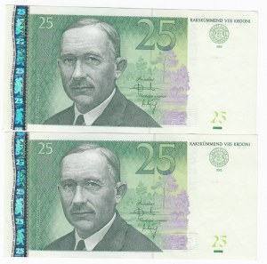 Estonia 25 Krooni 2002 - Consecutive numbers (2)