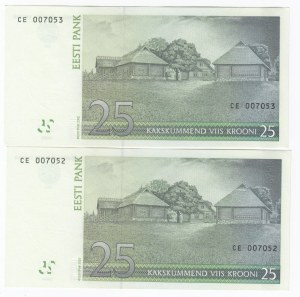 Estonia 25 Krooni 2002 - Consecutive numbers (2)