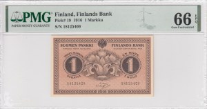 Finland (Finlands Bank) 1 Markka 1916 - PMG 66 EPQ Gem Uncirculated