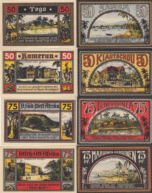 Germany 50 & 75 Pfennig 1922 (8) African Colonial Banknotes