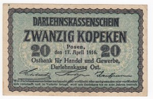 Germany (Occupation of Lithuania WWI, Posen) 20 Kopeken 1916