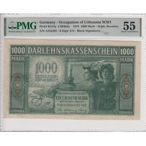 Germany (Occupation of Lithuania WWI, Kowno) 1000 Mark 1918 - PMG 55 About Uncirculated