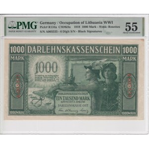 Germany (Occupation of Lithuania WWI, Kowno) 1000 Mark 1918 - PMG 55 About Uncirculated