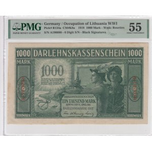 Germany (Occupation of Lithuania WWI, Kowno) 1000 Mark 1918 - PMG 55 About Uncirculated