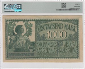 Germany (Occupation of Lithuania WWI, Kowno) 1000 Mark 1918 - PMG 55 About Uncirculated